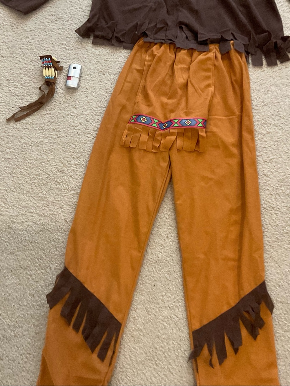 Men's Brown and Tan Straight-Leg Costume Pants and Top - Picture 2 of 8